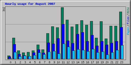 Hourly usage for August 2007
